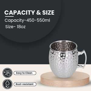 แก้วมอสโกมิวล์โลหะตีลายพร้อมหูจับ สแตนเลสสตีล สำหรับบาร์ค็อกเทล คลับ งานแต่งงาน ปาร์ตี้ จัดจำหน่ายจากโรงงาน - Product Image 3