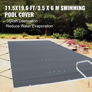 Bâche de sécurité rectangulaire 10,5x18,6 pieds pour piscines enterrées avec trous de drainage, bâche de piscine en maille et enrouleurs - Product Image 3