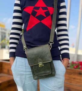 Nuevo bolso de mano de cuero Crunch genuino de grano completo hecho a mano con estilo para mujer, bolso de hombro cruzado de uso de oficina de cuero Vintage Real - Product Image 2