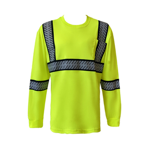 Hi Vis Construction Short Sleeve Winter Workwear <b>Reflective</b> Safety <b>Top</b> T-Shirt with <b>Reflective</b> Tape Security Work Wear Shirt - Product Image 2