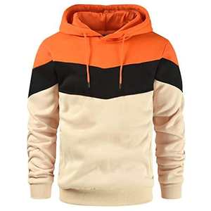 Sudadera con Capucha de Forro Polar para Hombre, Manga Larga, Diseño Casual con Bloques de Color Novedosos, Tallas Grandes, Características de Maternidad, Invierno, Bolsillo Sin Costuras - Product Image 1