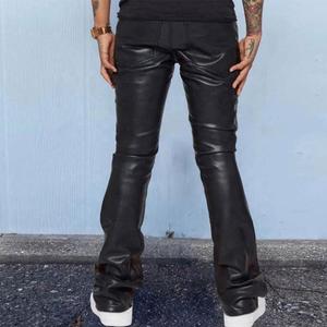 Men's wide leg PU coated pants Waterproof autumn workwear Multiple pockets elastic waist Drawstring closure style - Product Image 3