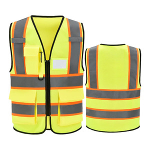 Chaleco de Seguridad Reflectante de Alta Visibilidad ANSI Clase 2, Impermeable, con Múltiples Bolsillos y Cierre de Cremallera para Trabajos de Construcción y Carreteras - Product Image 1