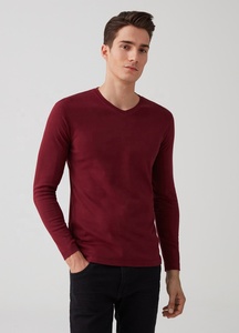 2022 de alta calidad Premium hombres camisetas en 100% tela de interbloqueo de camiseta con cuello en V de manga completa niños Camiseta Hombre t camisas para hombres - Product Image 4