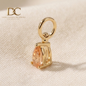 Latest Design 14KT <b>Solid</b> Yellow <b>Gold</b> Minimalist Charm <b>Pendant</b> With Lab Grown Morganite Prong Setting Unisex Fine Jewelry - Product Image 4