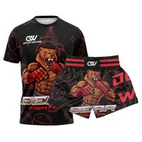 Conjunto de Ropa de Lucha Personalizada con Sublimación, Pantalones Cortos y Camiseta de MMA para Hombre, Dos Piezas, Ropa de Entrenamiento de Secado Rápido, Venta al Por Mayor