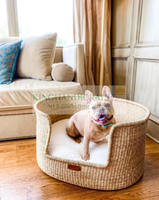 Vente en gros Vietnam de lit en jonc de mer naturel pour animaux de compagnie lit en fibre imperméable respirant personnalisé pour chat et chien accessoires à motif solide