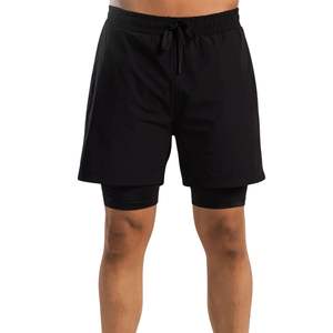 Pantalones Cortos Deportivos Negros con Bolsillo con Cremallera para Hombre, Secado Rápido, para Entrenamiento, Atletismo, Running, Ropa Deportiva, Logotipo Personalizado, Precio de Fábrica - Product Image 1