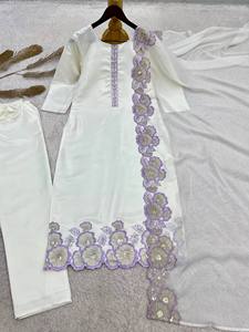 Conjunto de salwar kameez de seda con bordado elaborado para fiesta de bodas, diseño TENNECY, vestidos de fiesta pakistaníes para mujer. - Product Image 2