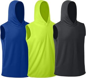 Camiseta sin Mangas con Capucha Unisex, Color Sólido, Informal, 100% Algodón, Felpa, Talla Grande, Transpirable, Personalizable, para Gimnasio, Yoga - Product Image 4