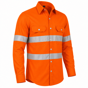 T-shirt de travail haute visibilité à manches courtes avec logo personnalisé pour les travailleurs industriels, en tissu polyester tricoté, réfléchissant - Product Image 5