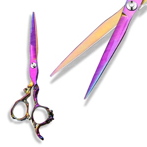 Super ciseaux de coiffeur personnalisés de nom de marque avec un cisaillement de bord de rasoir de coiffure à lame extrêmement tranchante durable en multicolore - Product Image 5