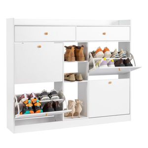 Scarpiera Moderna in Truciolato Bianco con 4 e 2 Cassetti, 128x25x107cm, Antipolvere - Product Image 5