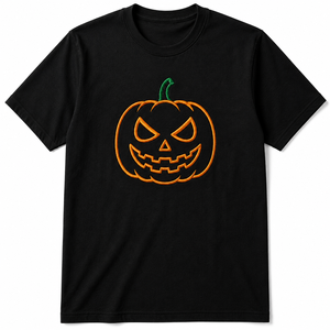 เสื้อยืดลายกราฟิกฮาโลวีนสั่งทำขายส่ง ปักลายฟักทอง ผี หัวกะโหลก คอกลม แขนสั้น สำหรับผู้ชายและผู้หญิง - Product Image 1