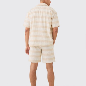 Ensemble décontracté sur mesure pour homme, été, 2 pièces, respirant, en polyester et coton, chemise et short, ensembles jumeaux, soldes - Product Image 2