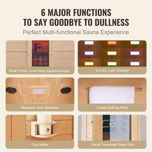 Sauna de Madera con Infrarrojos Lejanos de 1400W, Cuadrada, para Spa en Casa, para 1 a 2 Personas - Product Image 4