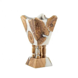 Quemador de Incienso Artesanal de Cerámica con Incrustaciones de Madera de Bambú, Diseño Geométrico Verde, para Uso Aromático en Todas las Estaciones - Product Image 6