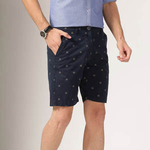 Shorts décontractés pour hommes en coton imprimé bleu marine avec cordon de serrage, style streetwear, pour un usage quotidien - Product Image 3