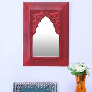 Espejo de Pared Art Deco Grande, Moderno, de Madera Roja, Personalizado, con Marco Tallado, Decorativo, para Colgar en Sala de Estar, Dormitorio o Entrada - Product Image 2