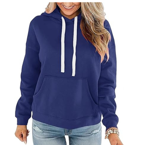 Sweat-shirt à capuche unisexe bleu marine, coupe classique, en molleton de coton, style décontracté pour l'automne, avec poches, style tricoté oversize - Product Image 1