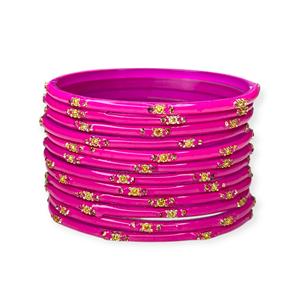 Ensemble de bracelets en imitation perle plaqué or brillant rose vif avec un design léger et tendance pour les occasions festives et de mariage - Product Image 3