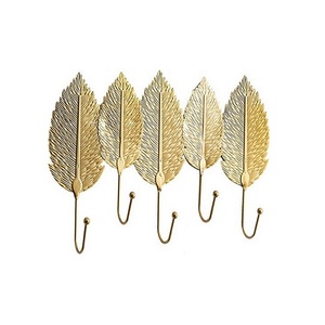 Set Of 6 Leaf Design <b>Hook</b> With Prime Quality Gold Color Metal <b>Hook</b> For Towel Hanging Wall <b>Hook</b> By Home Arts - Product Image 2