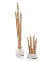 Objet décoratif en bois doré de style luxueux pour la maison et le bureau, objet décoratif en bois avec base en pierre