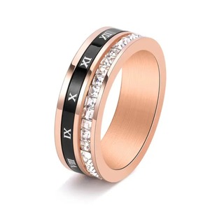 Bague en argent 925 avec moissanite carrée et chiffres romains, plaquée or blanc et rose, pour homme. - Product Image 4