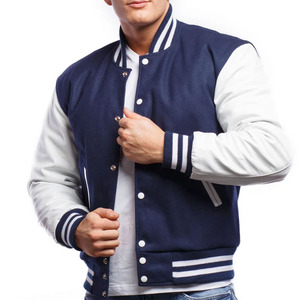 Veste de sport bleu marine pour homme avec manches blanches, logo de jeu de baseball brodé, style preppy, vêtement d'automne - Product Image 3