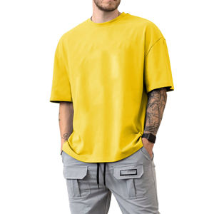 Camiseta para hombre súper gruesa y pesada, camiseta extragrande para hombre con hombros caídos, cuello redondo, corte cuadrado, 100% algodón y de buena calidad. - Product Image 4