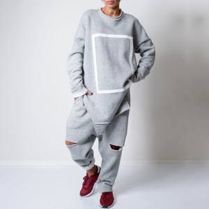 Conjunto Deportivo de Dos Piezas para Mujer, Talla Grande, Cuello Redondo, Transpirable, 100% Algodón, Sudadera y Pantalones Deportivos, Color Sólido, Tendencia de Invierno - Product Image 2