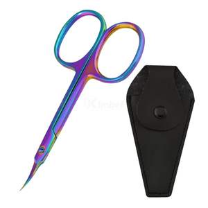 Tijeras para Cutículas con Recubrimiento de Color Rosa, Hoja Curva de Acero Inoxidable, Herramienta de Manicura Profesional para Salón - Product Image 5