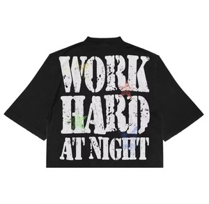 High Quality Custom Logo Oversized Cropped Boxy T-Shirt for Men Heavyweight Crack Screen Printing Hip Hop Loose fit 100% Cotton - Product Image 1
