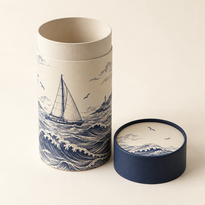Boîte en tube de papier rond avec illustration océanique personnalisée pour l'emballage de flacons cosmétiques - Product Image 2