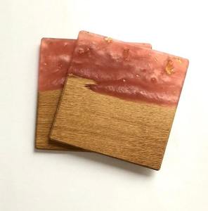 Ensemble de sous-verres modernes en résine marbrée avec support, résistants à la chaleur, pour tasses à café - Product Image 1