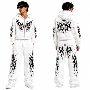 Chándal Personalizado con Serigrafía, Tejido 100% Algodón de Alto Gramaje, Estilo Vintage, Sudadera con Cremallera y Pantalón Acampanado Oversize - Product Image 2