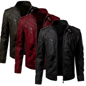 Chaqueta de Motocicleta Casual de Invierno para Hombre, Profesional, de Cuero PU, Talla 5XL, Negra, Corte Ajustado, Cuello Alto, Cierre de Cremallera, Resistente al Viento - Product Image 6
