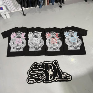 Camiseta de Manga Corta para Hombre, 100% Algodón, Tejido de Felpa, Antiarrugas, con Estampado Fotográfico, Diseño Gráfico, Cuello Redondo, Corte Holgado, Estilo Urbano - Product Image 1