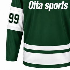 Men Green White <b>Ice</b> Hockey Jersey Long Sleeve Polyester Sports Uniform Team Training Performance Apparel - Product Image 5