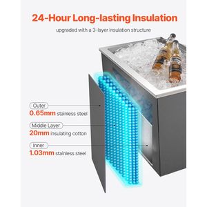 Contenitore refrigerante a incasso in acciaio inossidabile da 87,6 litri (28"L x 16"W x 17"H) con coperchio ribaltabile per esterni, modello K, per uso commerciale - Product Image 3