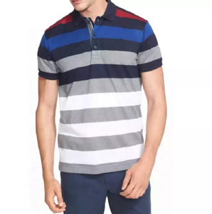 Camiseta con cuello vuelto para hombre, Polo a rayas de 200 gramos, Camiseta de calidad prémium hecha en Ghana - Product Image 4
