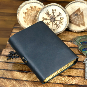 Handmade <b>Leather</b> Spell <b>Book</b>: Luna Moth Journal, Vintage Lock & Deckle Edge Paper - Product Image 5
