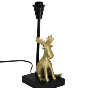 ฐานโคมไฟรูปกวางเรนเดียร์สีทองอะลูมิเนียม - โคมไฟตั้งโต๊ะฐานโลหะสีดำทันสมัยสำหรับตกแต่งบ้านในช่วงเทศกาล - Product Image 1