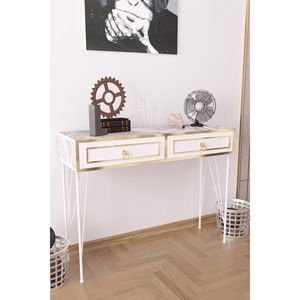 Consolle Ardeno con Gambe in Metallo e Base in Legno, Elegante Tavolo Consolle per Arredamento Casa - Product Image 1