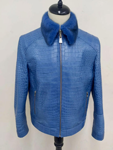 Dernière conception de veste en cuir de crocodile gaufré pour hommes, logo personnalisé, style motard en peau de serpent, veste coupe-vent d'hiver, fabricant - Product Image 5