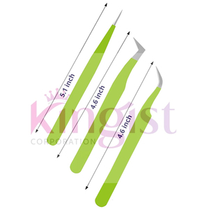 Japanese Stainless Steel Eyelash Extension Eyebrow Tweezers Set 5 <b>Tools</b> Including Straight Curved 45 90 Degree Angled Tweezers - Product Image 3