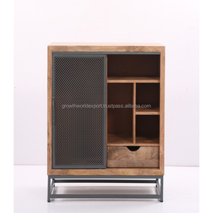 Buffet industriel moderne en bois de manguier fait à la main de qualité supérieure-Meuble de rangement de salon de cuisine polyvalent et élégant - Product Image 1