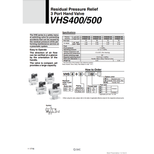 พอร์ต3วาล์วนิรภัยนิวเมติก VHS401-04นิรภัย SMC - Product Image 2