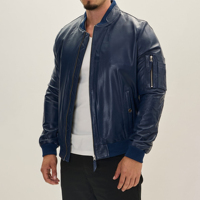 Blouson Bomber Homme en PU Design Premium, Motif Gaufré, Fermeture Éclair, Col Montant, Veste Homme en Cuir Végétalien pour l'Automne