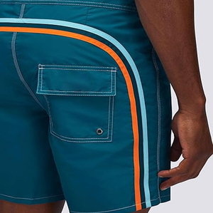 Men's <b>Teal</b> Solid Board Shorts Mid Waist Drawstring Closure Quick Dry Casual Style Woven Polyester Pockets Front Logo Breathable - Product Image 2